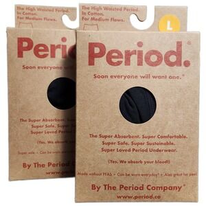 LG The Period Company High Waisted Period Underwear Black Medium Flow Lot of 2